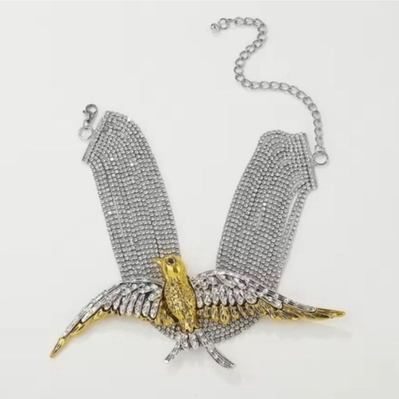 Gold and Silver Bird Necklace - Picture 3 of 6